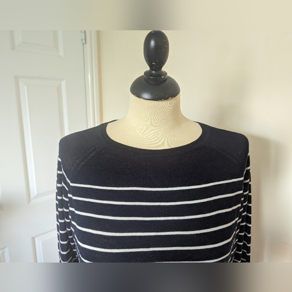 Zara knit jumper striped coral white black size S - Picture 3 of 6